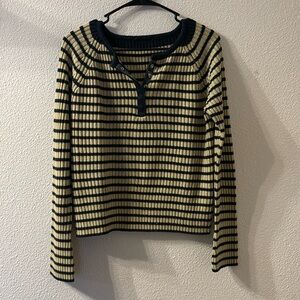 No brand striped quarter button down top